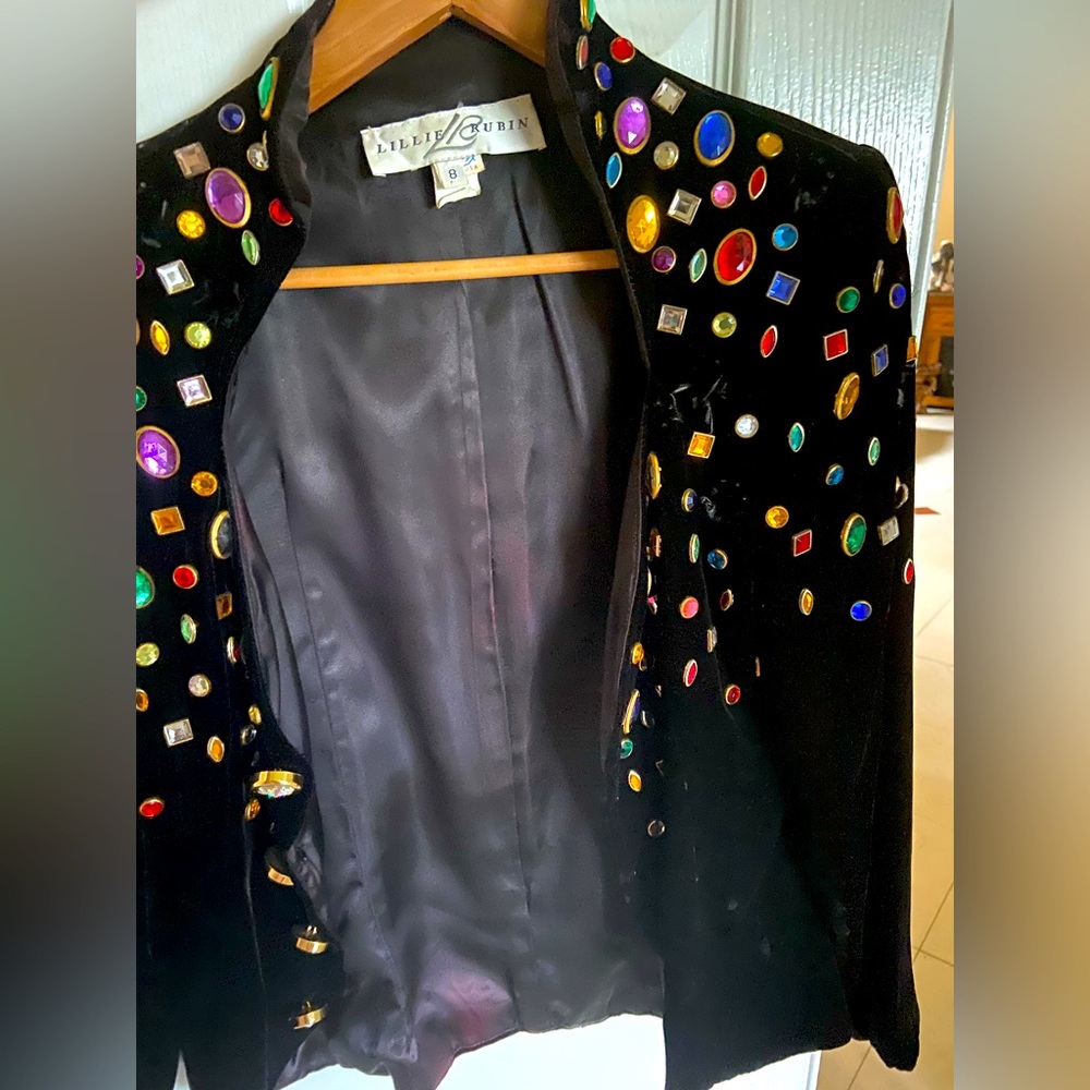 Lillie Rubin Vintage Black Suede Blazer with Rhinestones